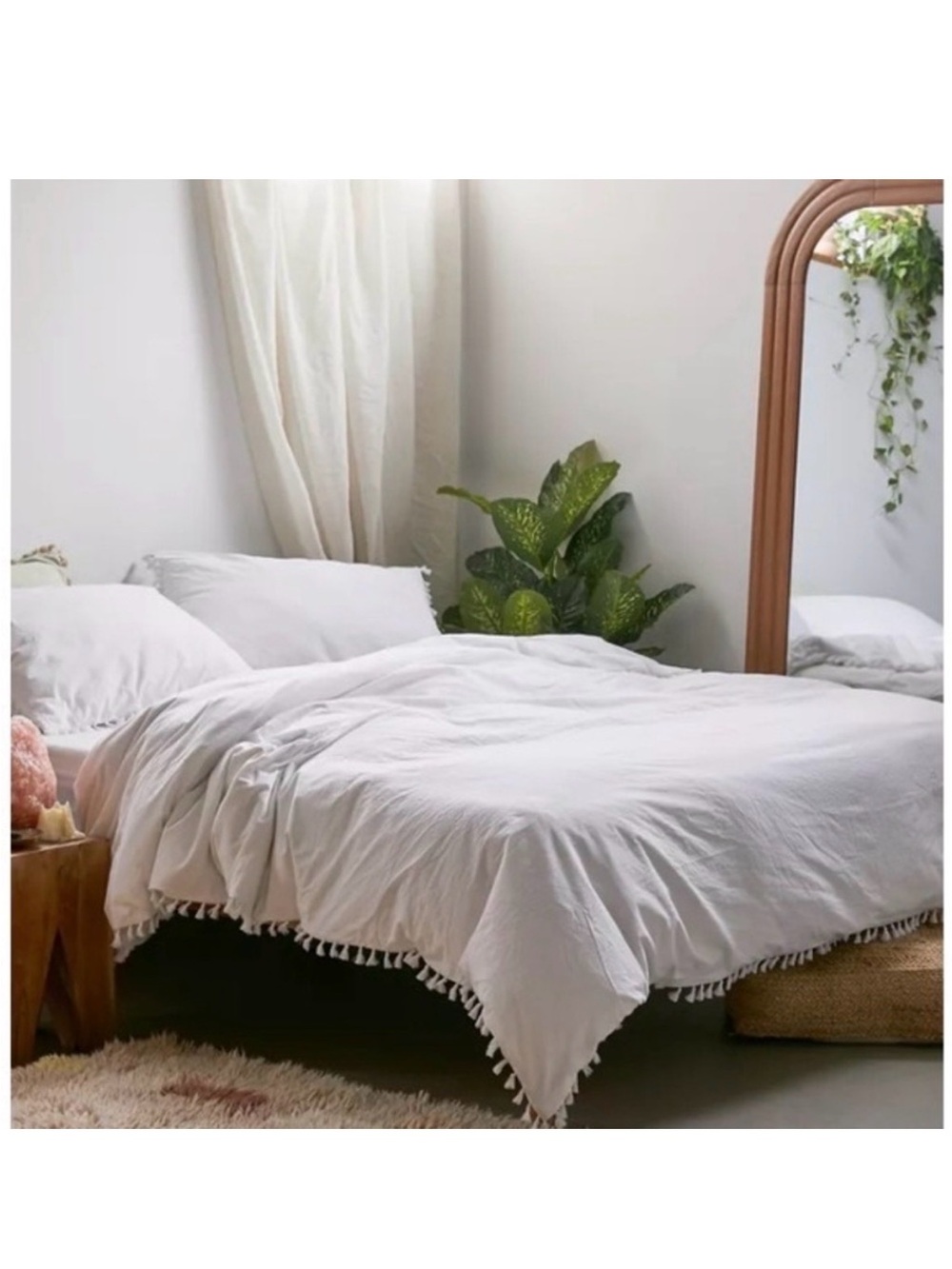 NEW Urban Outfitters UO Home Washed Cotton Tassel Duvet Cover King